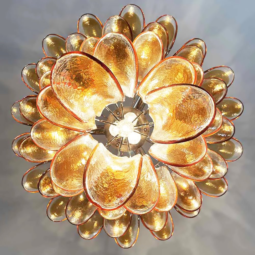 Amber Glass Petals Chandelier 26″