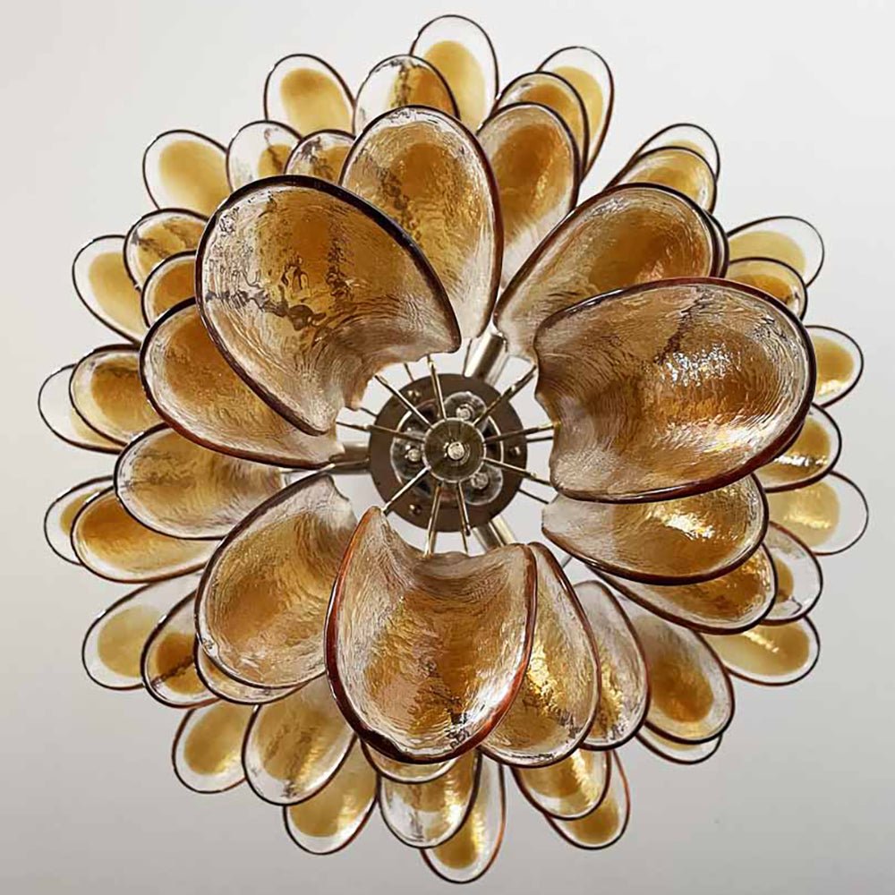 Amber Glass Petals Chandelier 26″