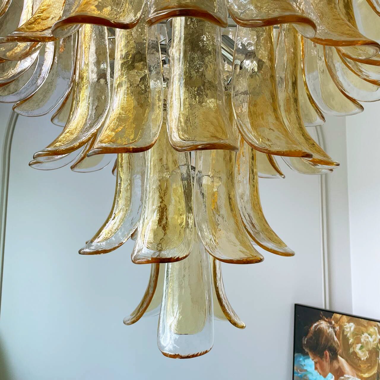 Amber Glass Petals Chandelier 26″