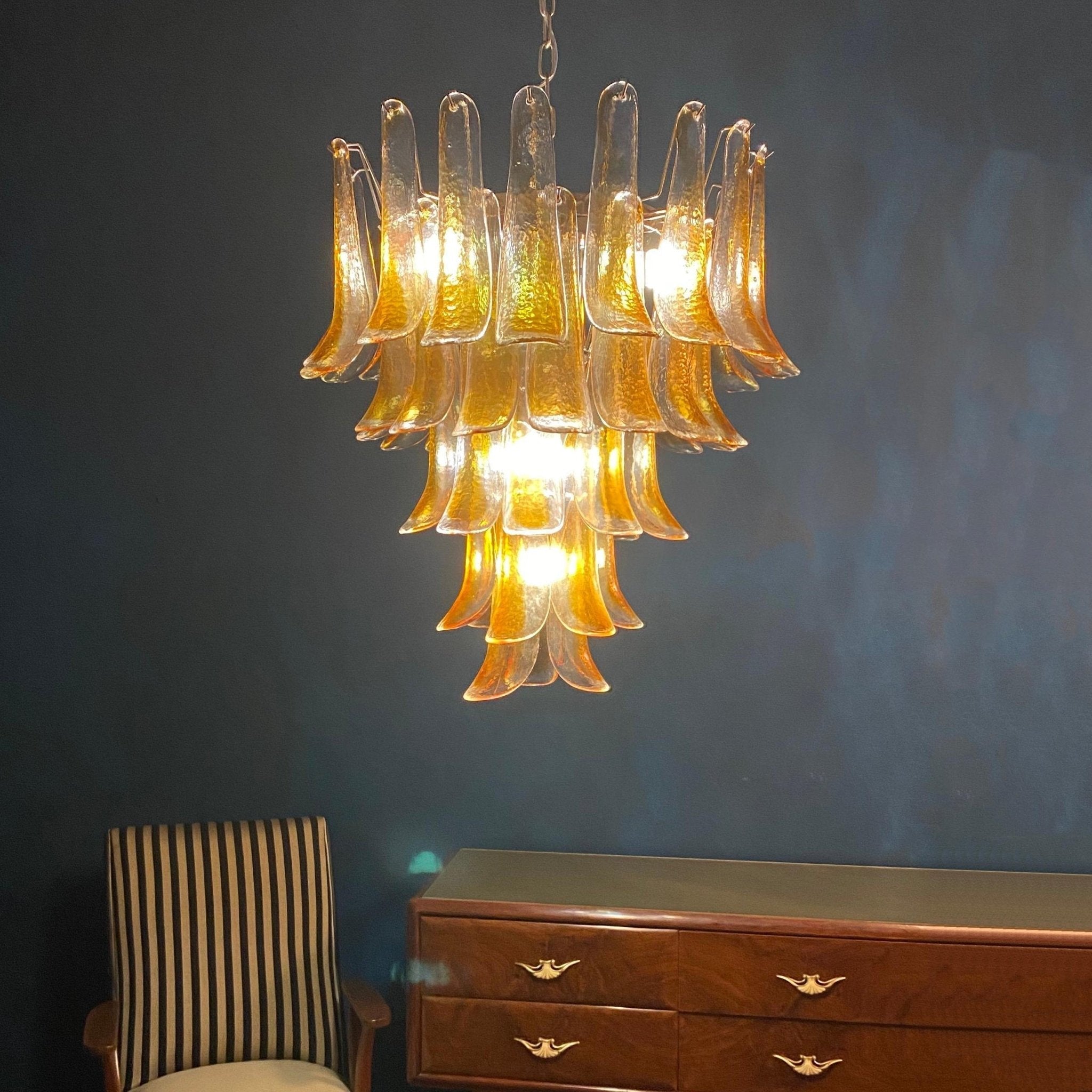 Amber Glass Petals Chandelier 26″