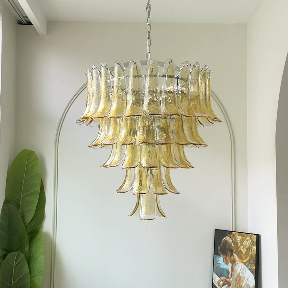 Amber Glass Petals Chandelier 26″