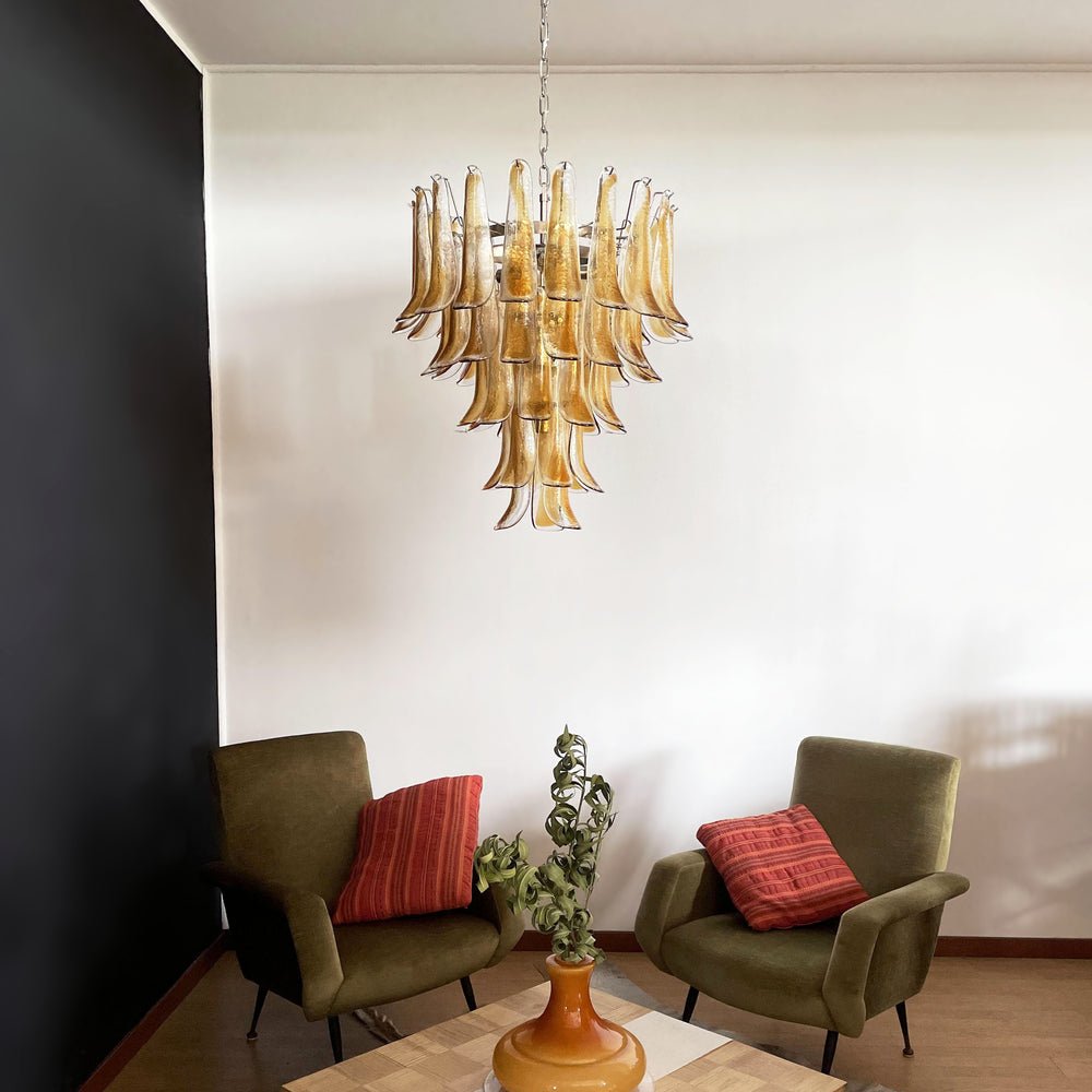 Amber Glass Petals Chandelier 26″