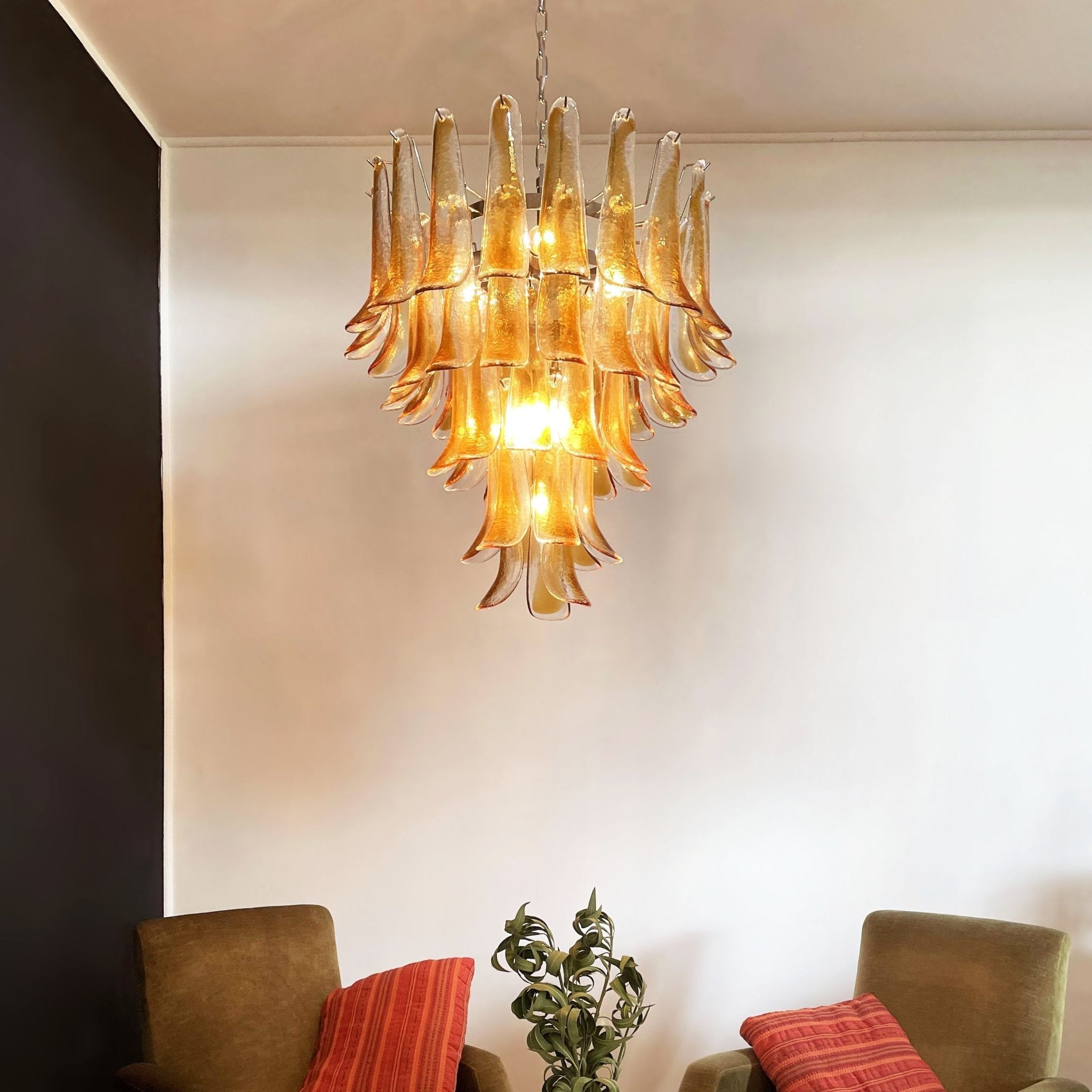 Amber Glass Petals Chandelier 26″