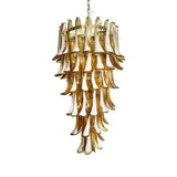 Glass Amber Petals Spiral Chandelier H 47.2″