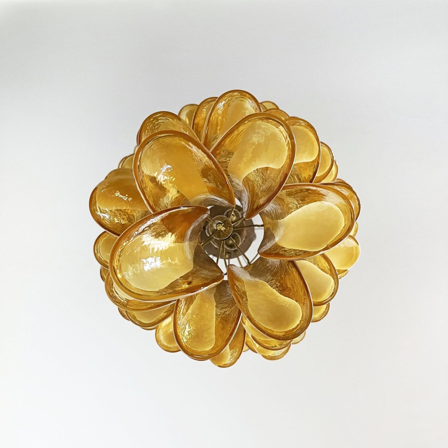 Glass Amber Petals Spiral Chandelier H 47.2″