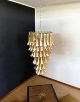 Glass Amber Petals Spiral Chandelier H 47.2″