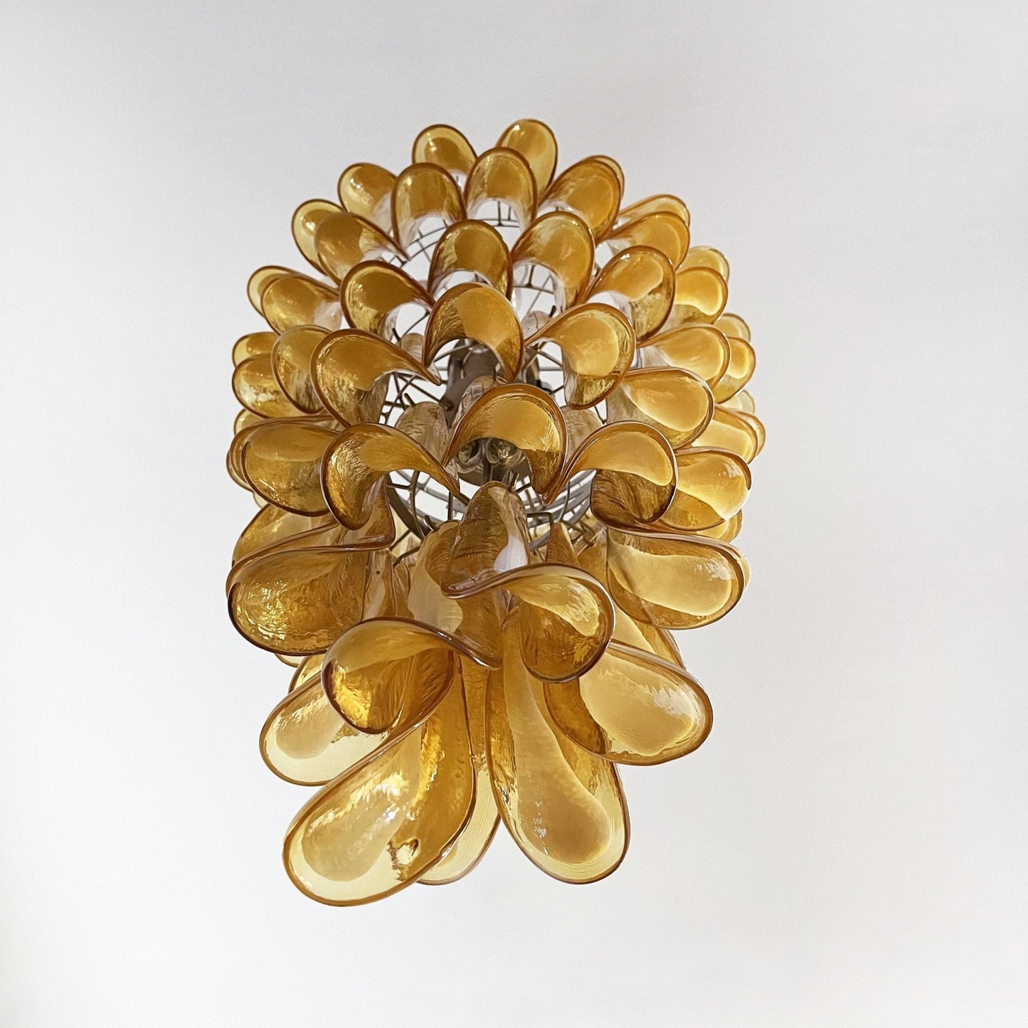 Glass Amber Petals Spiral Chandelier H 47.2″