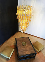Glass Amber Petals Spiral Chandelier H 47.2″