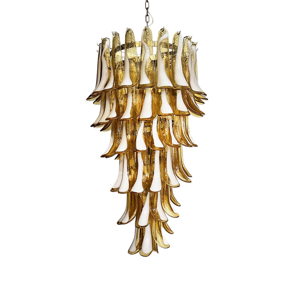 Glass Amber Petals Spiral Chandelier H 47.2″