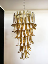 Glass Amber Petals Spiral Chandelier H 47.2″