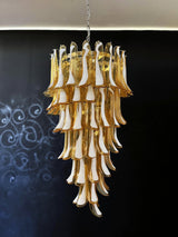 Glass Amber Petals Spiral Chandelier H 47.2″