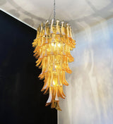 Glass Amber Petals Spiral Chandelier H 47.2″
