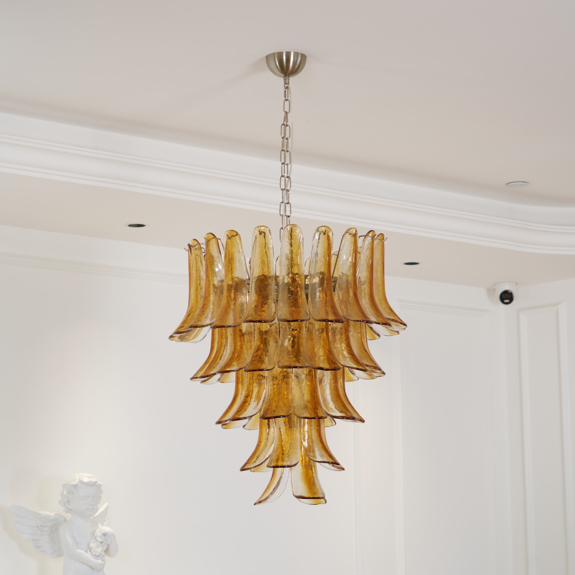 Glass Amber Lily Chandelier