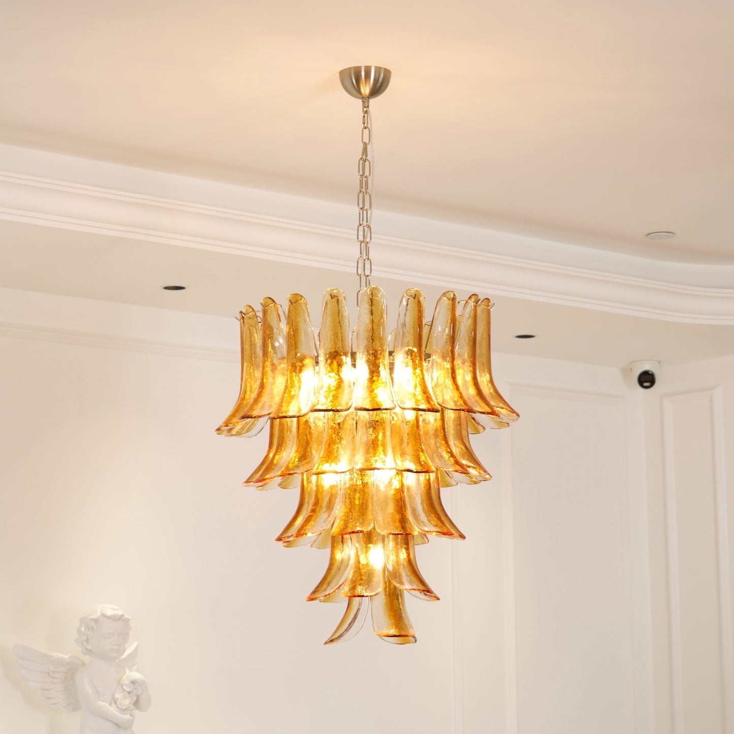 Glass Amber Lily Chandelier