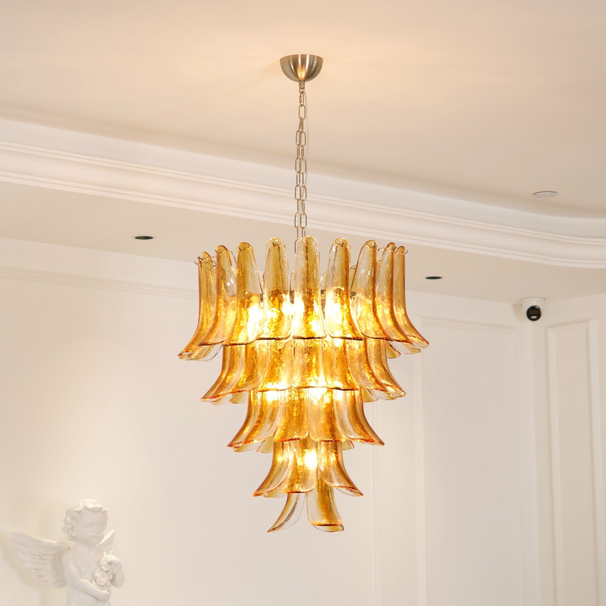 Glass Amber Lily Chandelier