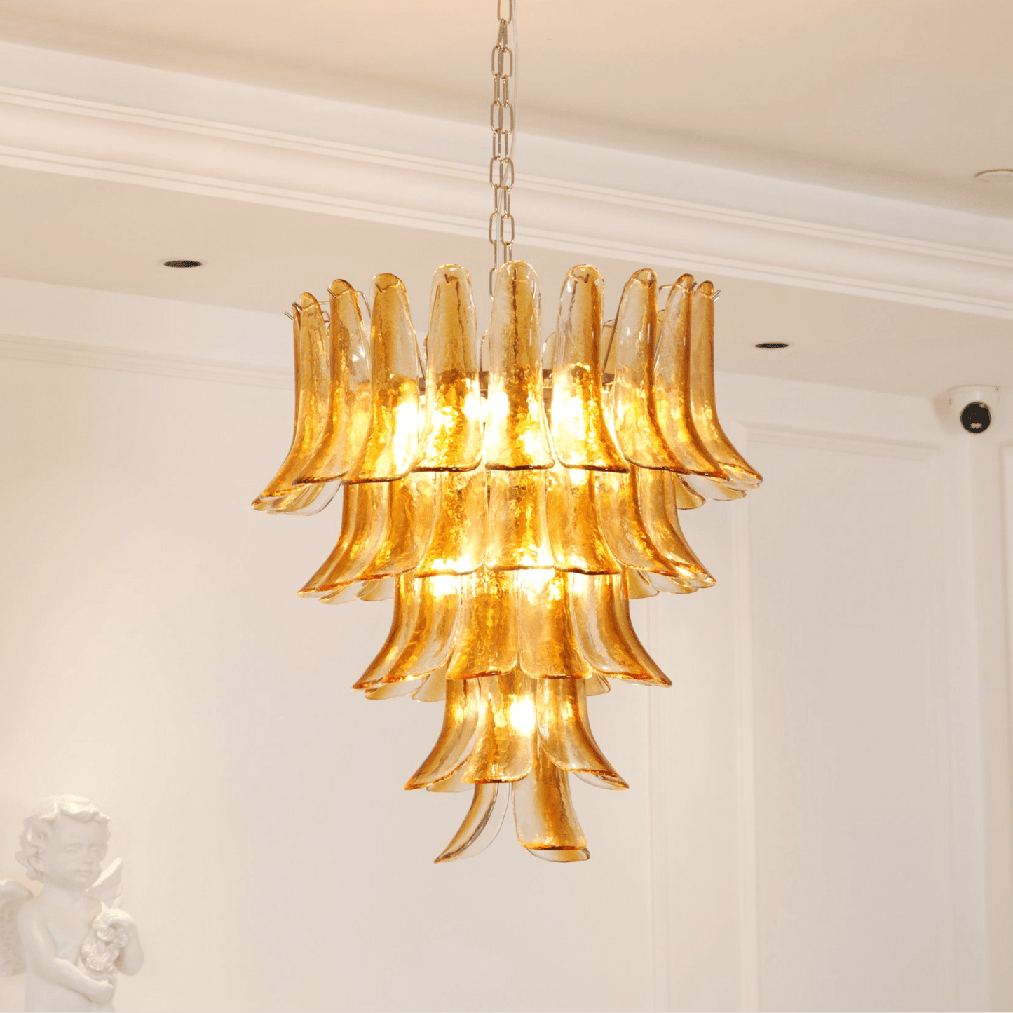 Glass Amber Lily Chandelier