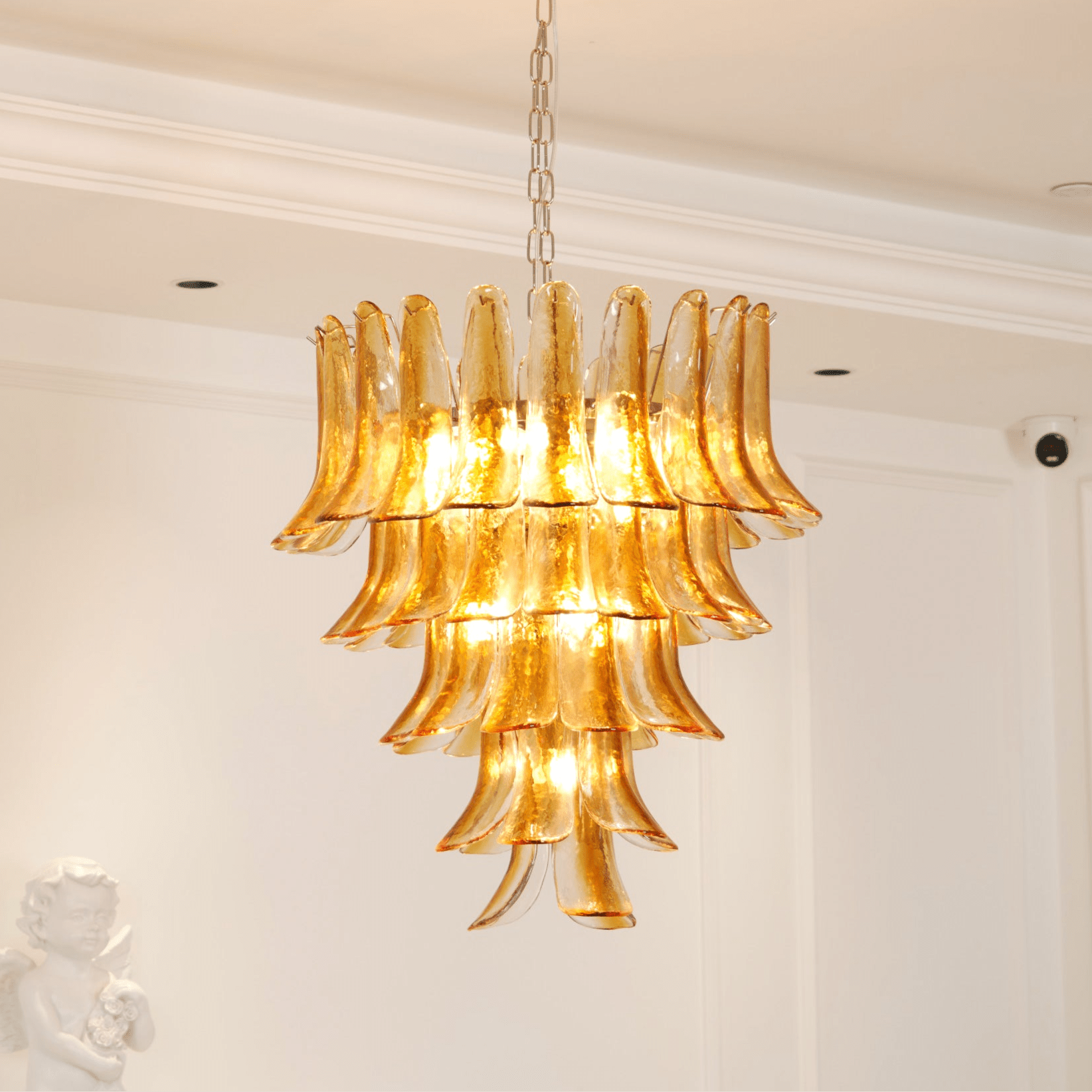 Glass Amber Lily Chandelier