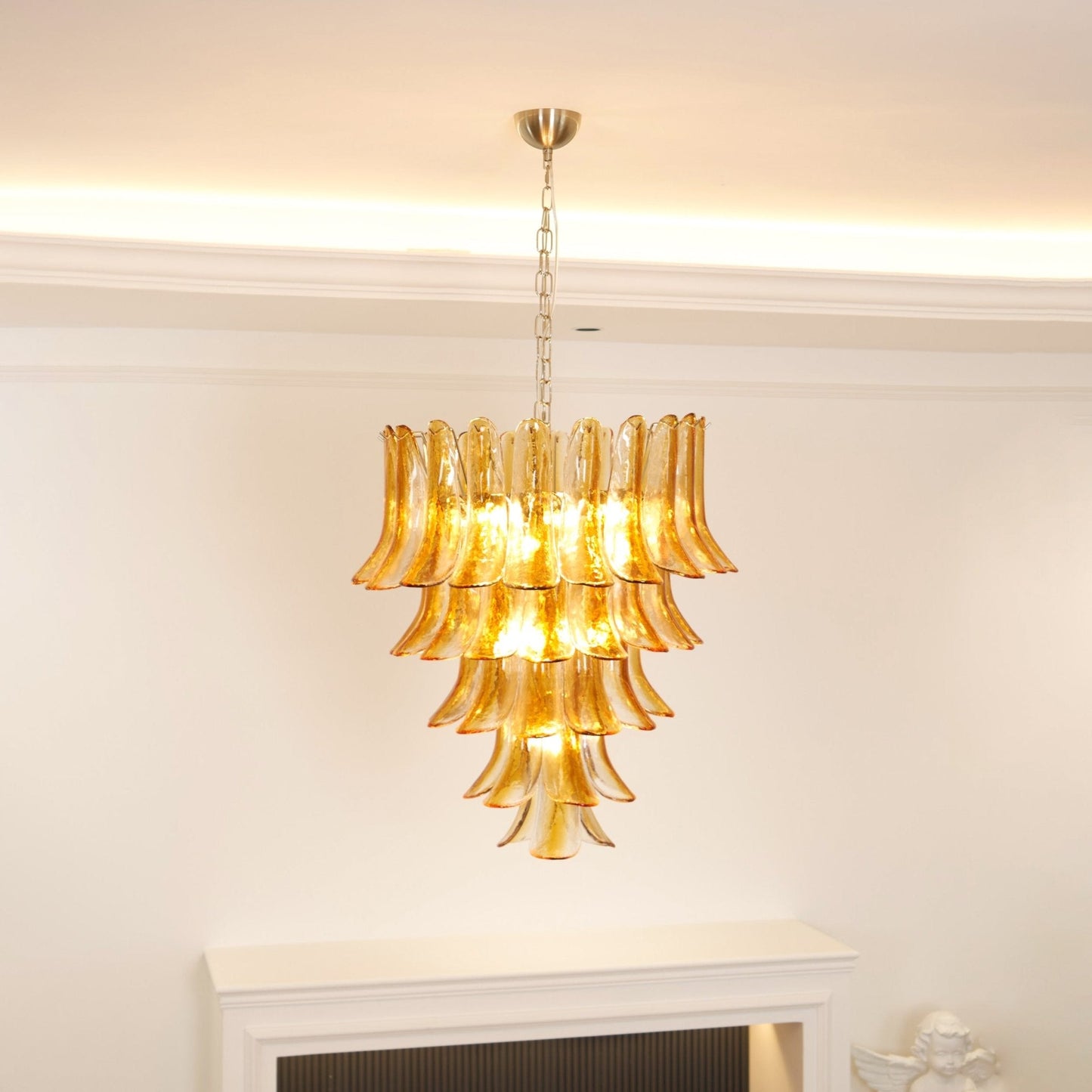 Glass Amber Lily Chandelier