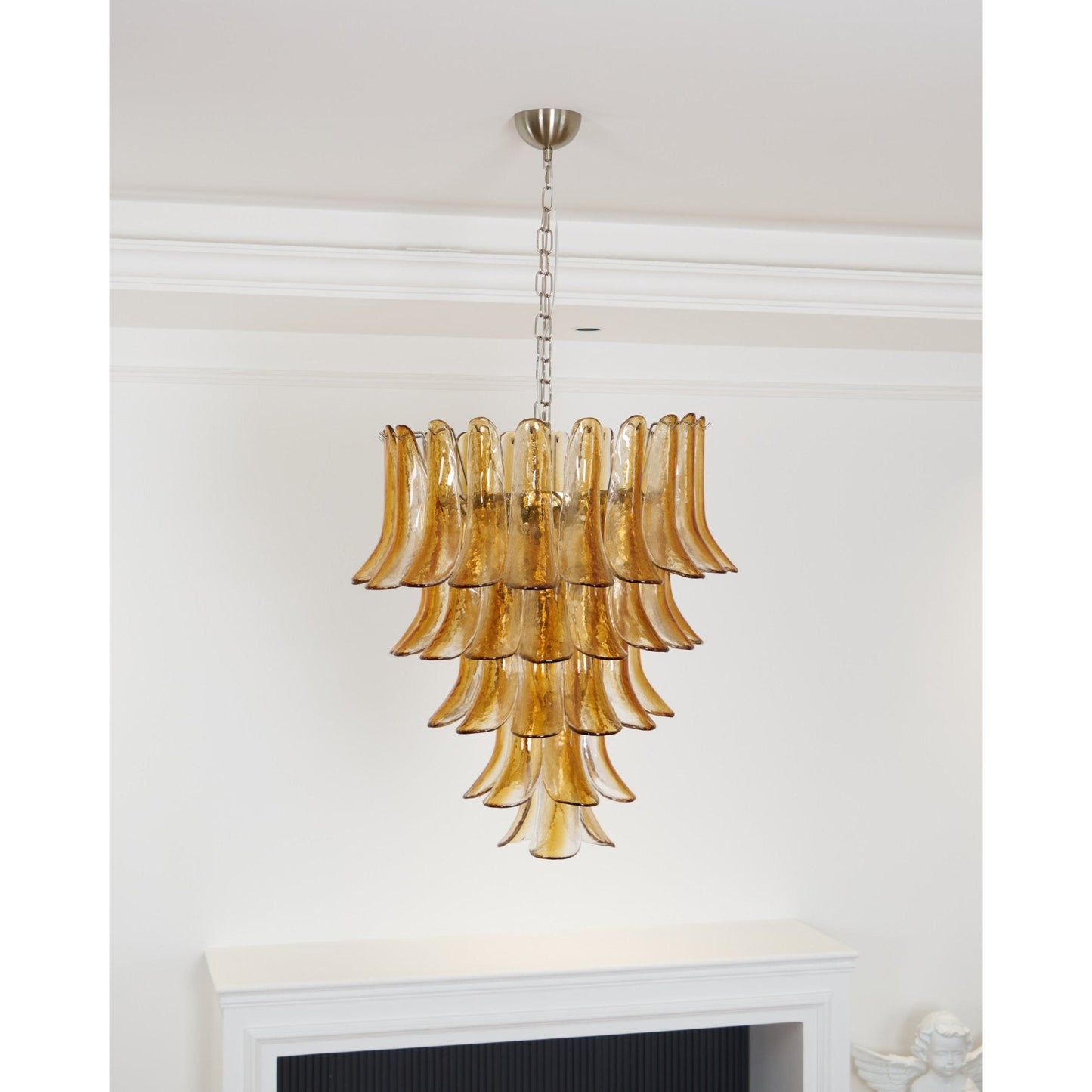 Glass Amber Lily Chandelier