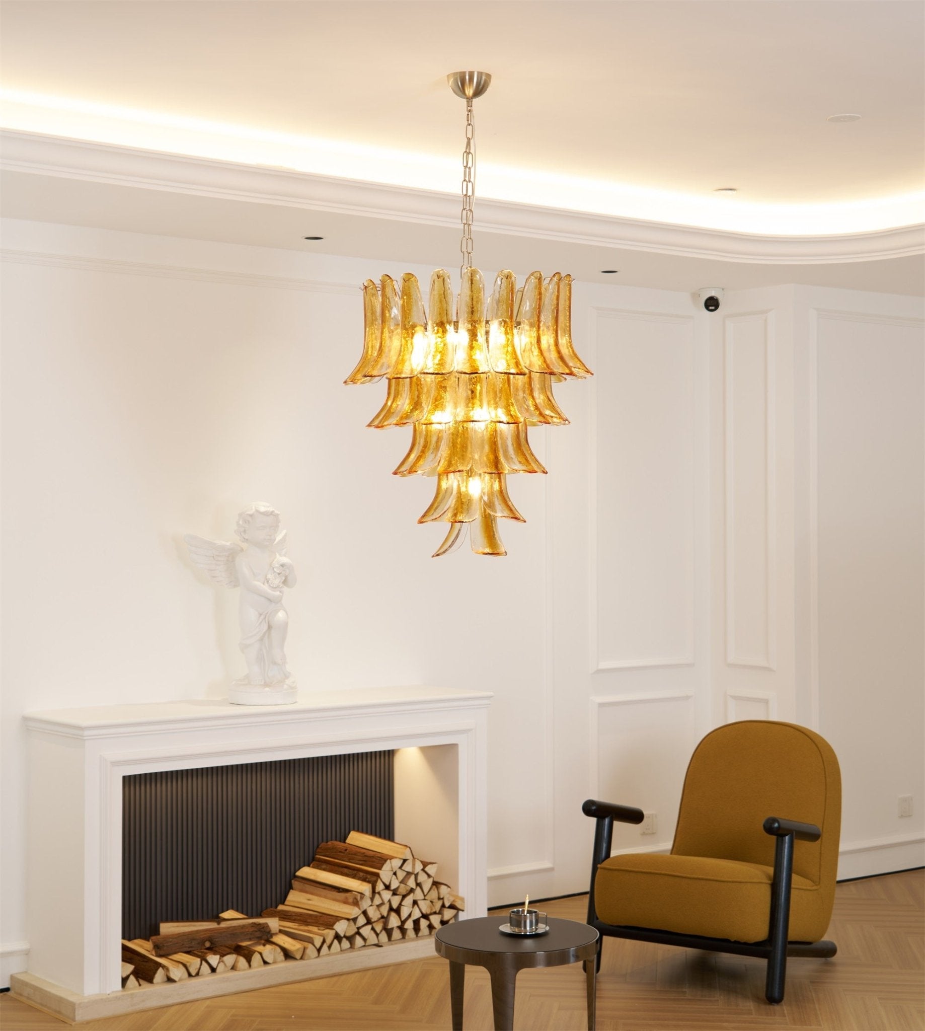 Glass Amber Lily Chandelier