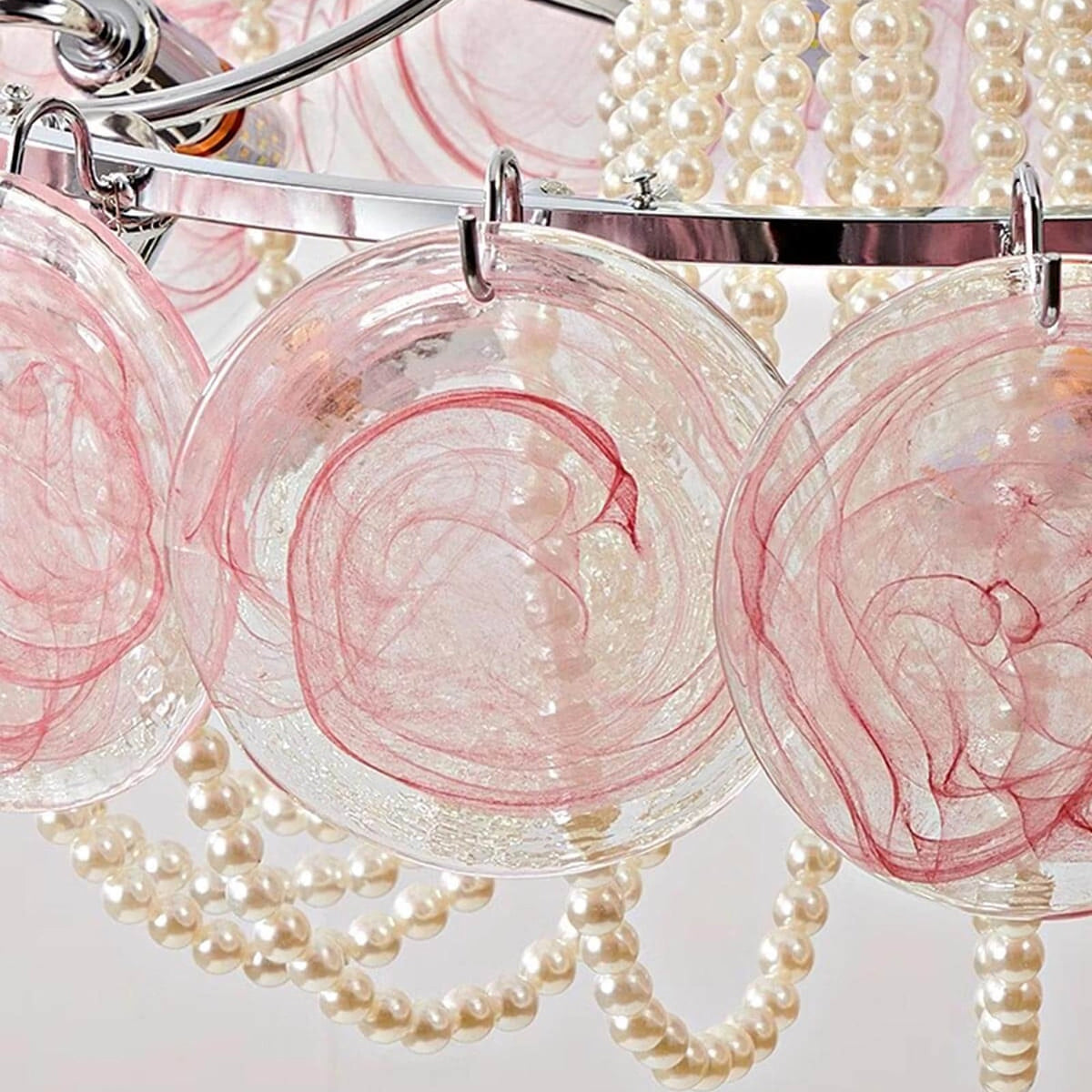 Murano-Style Pink Disc Glass Chandelier