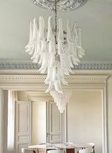 White Glass Petals Chandelier 25.6″D