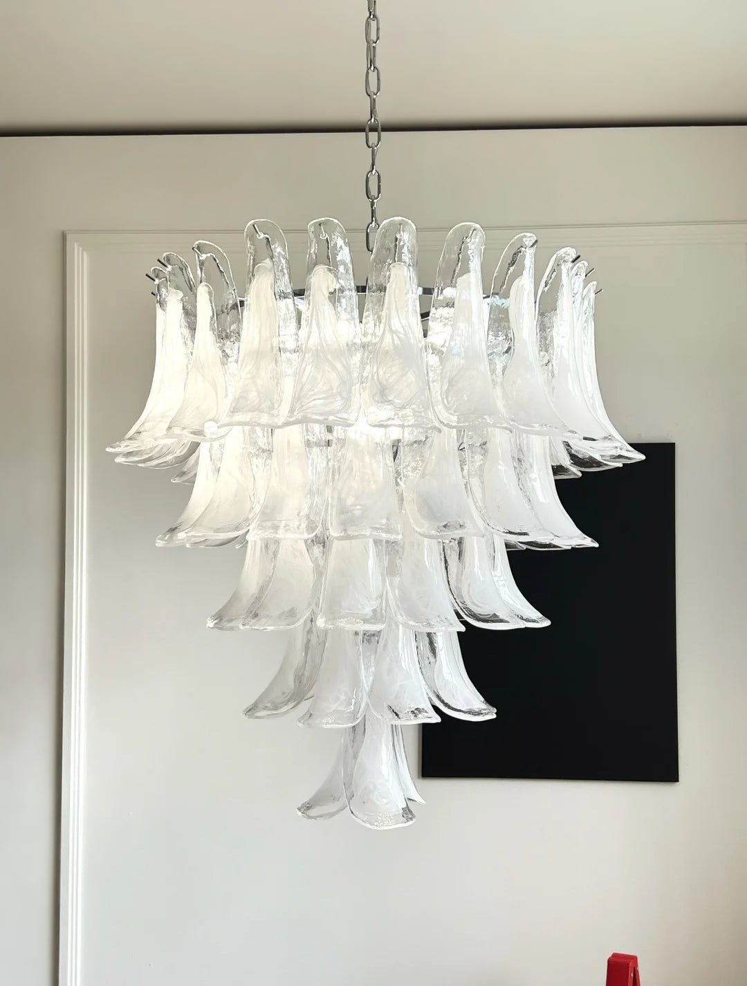 White Glass Petals Chandelier 25.6″D