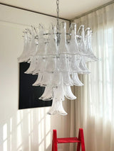 White Glass Petals Chandelier 25.6″D