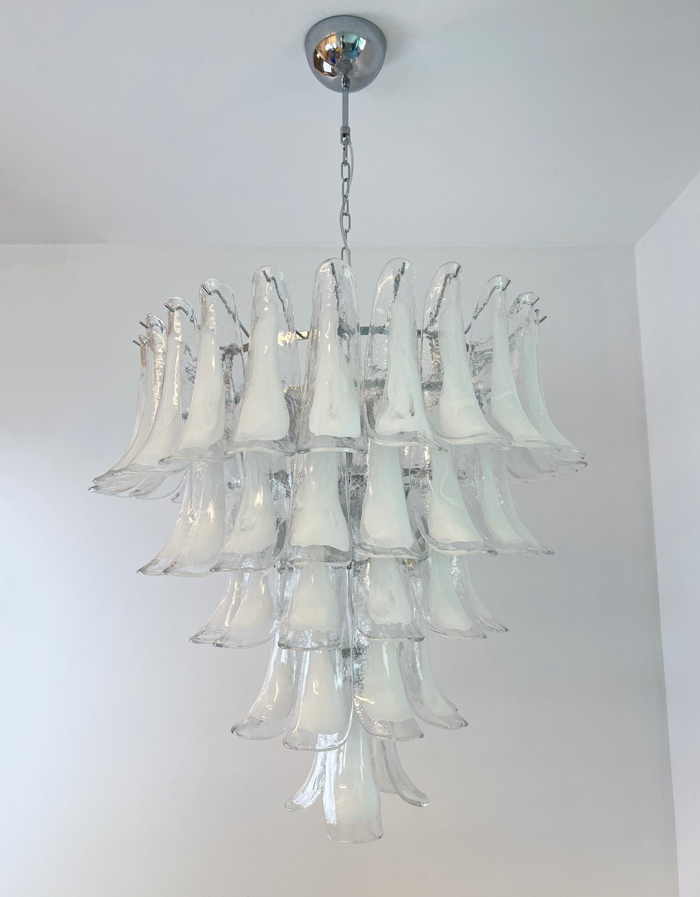 White Glass Petals Chandelier 25.6″D