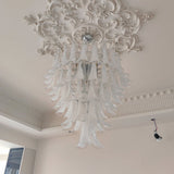 White Glass Petals Chandelier 25.6″D