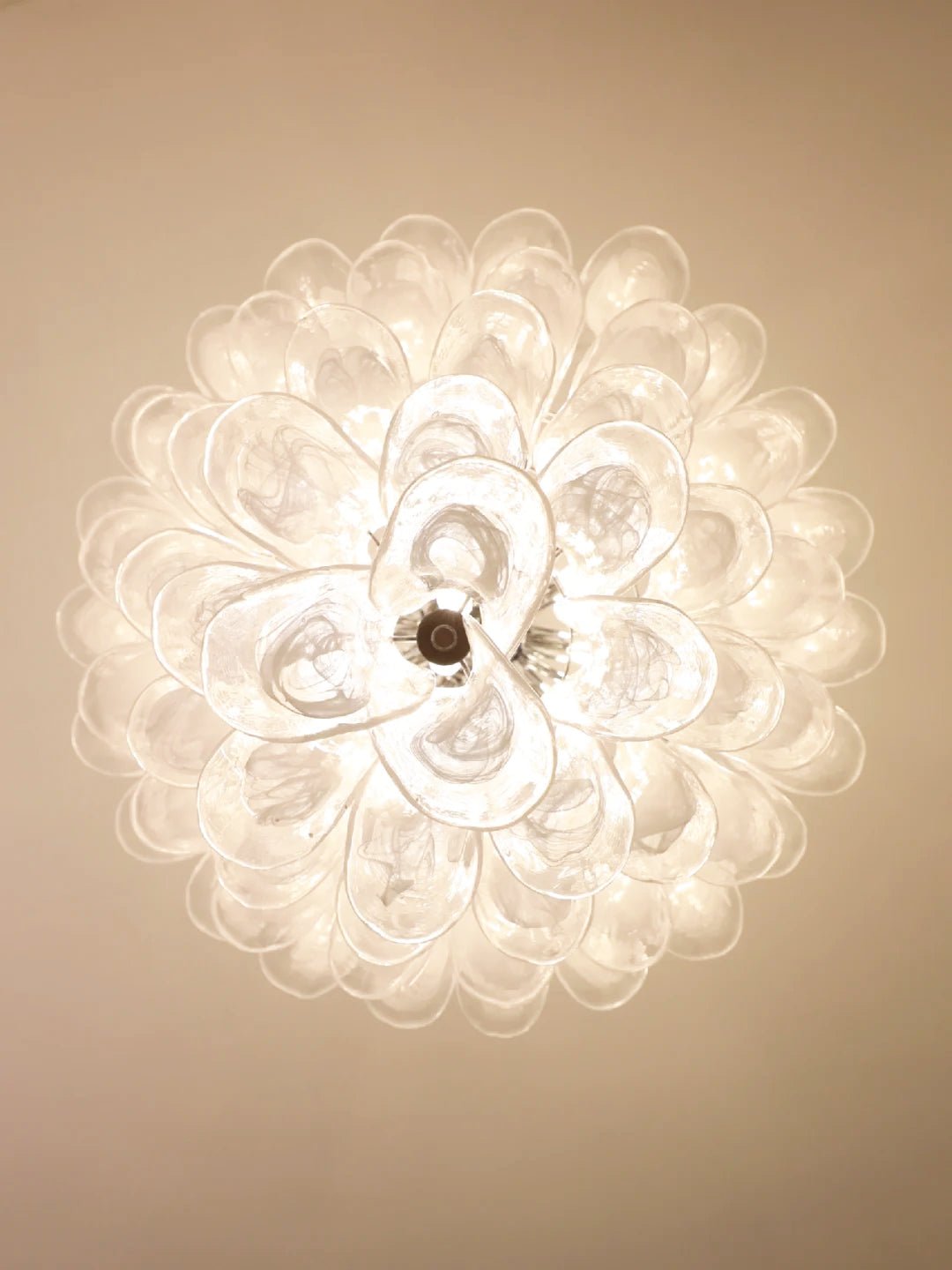 White Glass Petals Chandelier 25.6″D