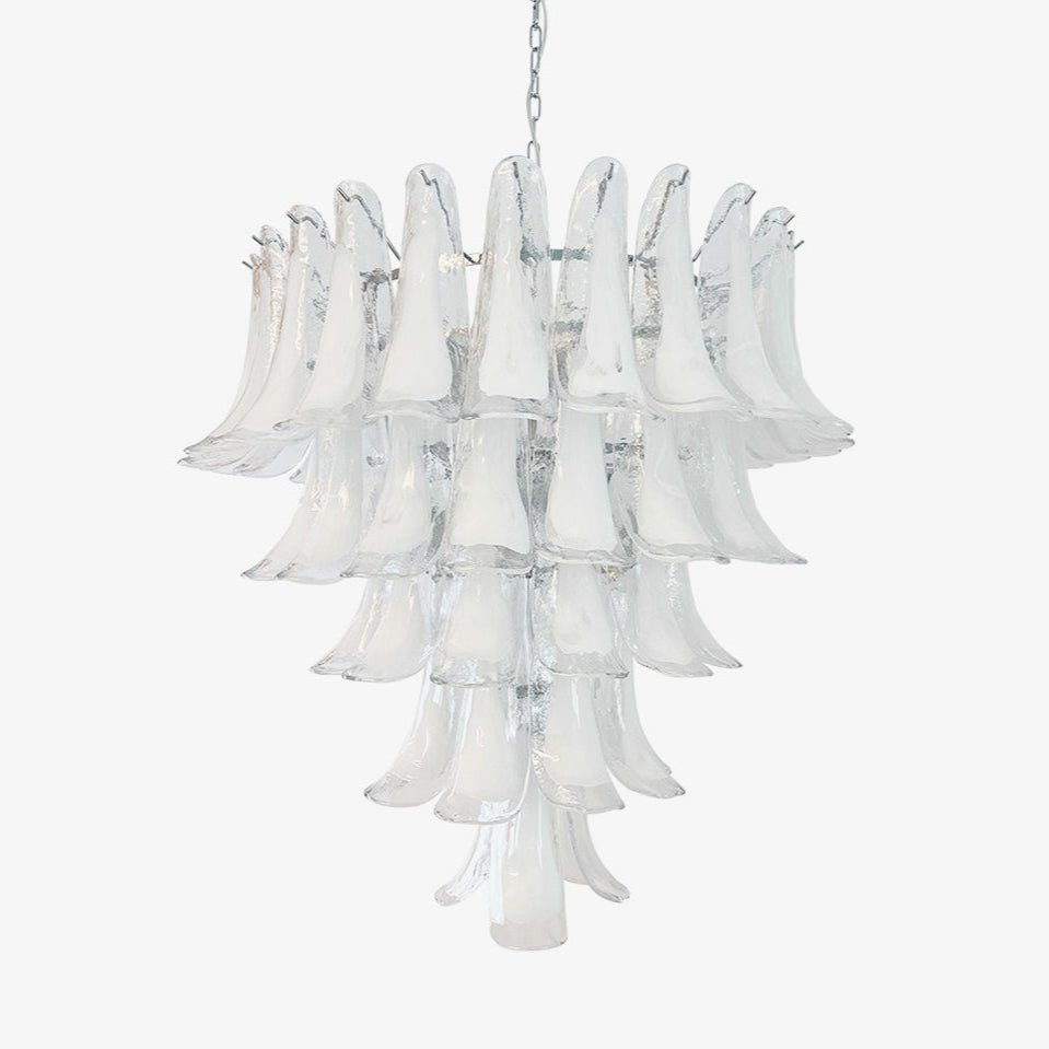 White Glass Petals Chandelier 25.6″D