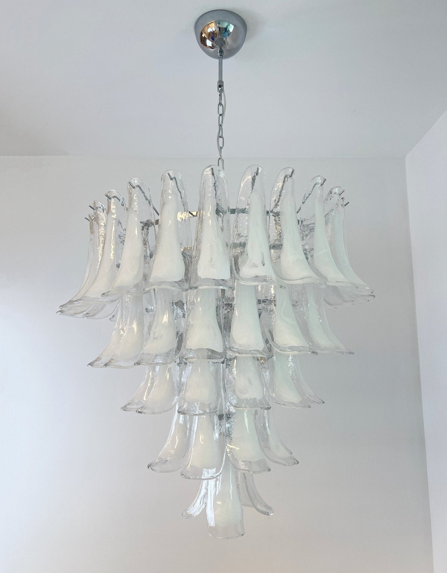 White Glass Petals Chandelier 25.6″D