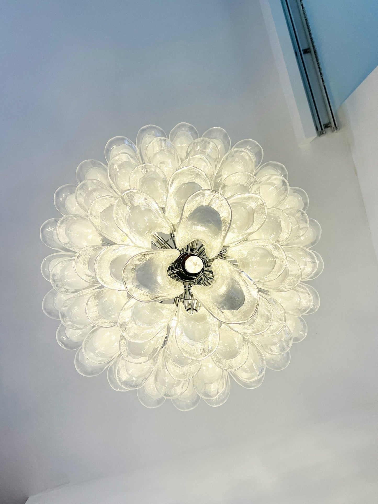 White Glass Petals Chandelier 25.6″D
