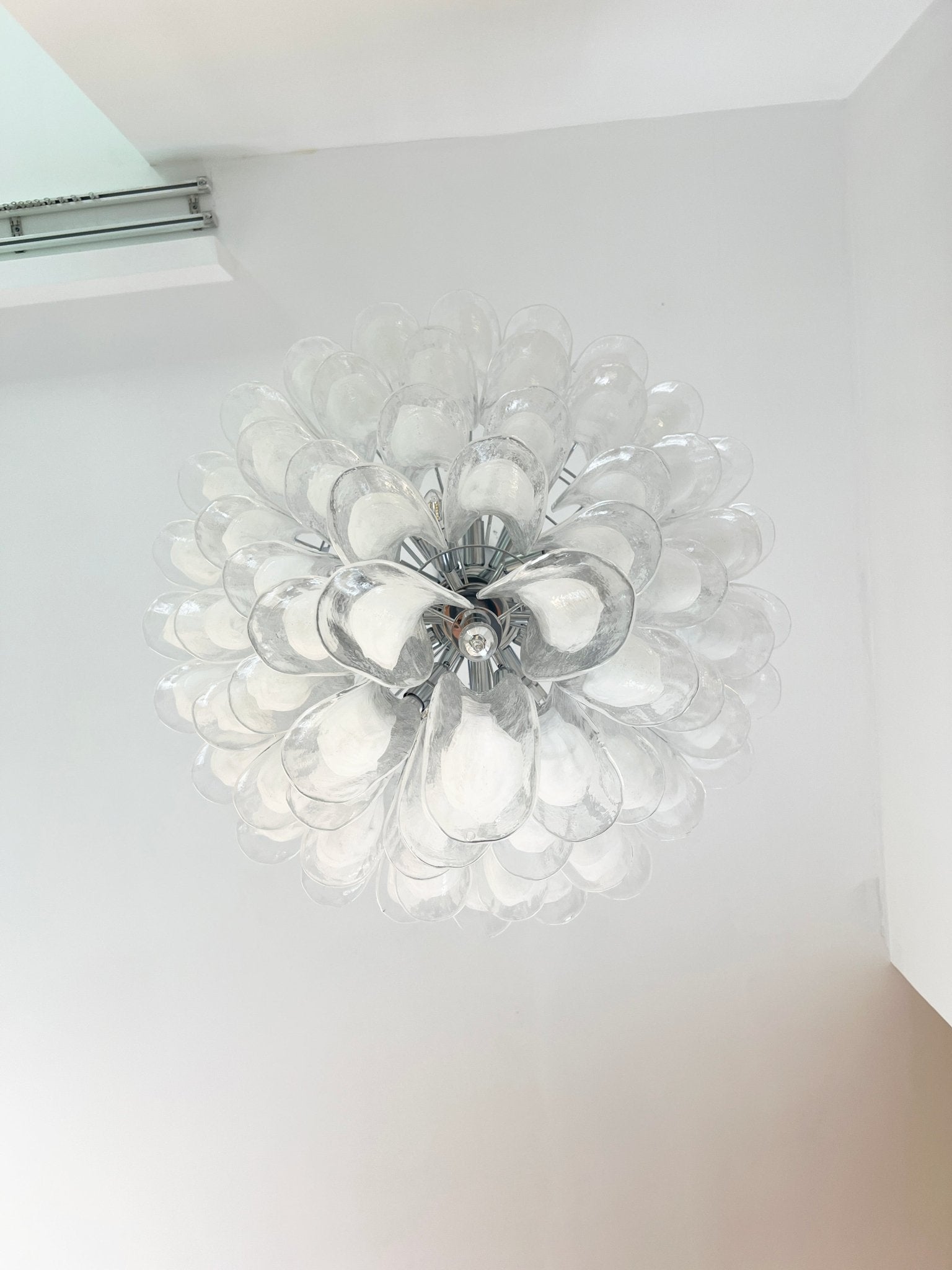 White Glass Petals Chandelier 25.6″D