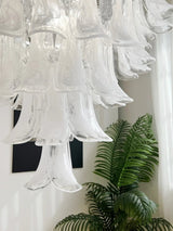 White Glass Petals Chandelier 25.6″D