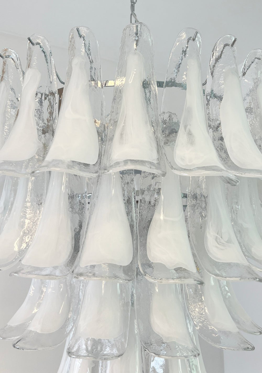 White Glass Petals Chandelier 25.6″D