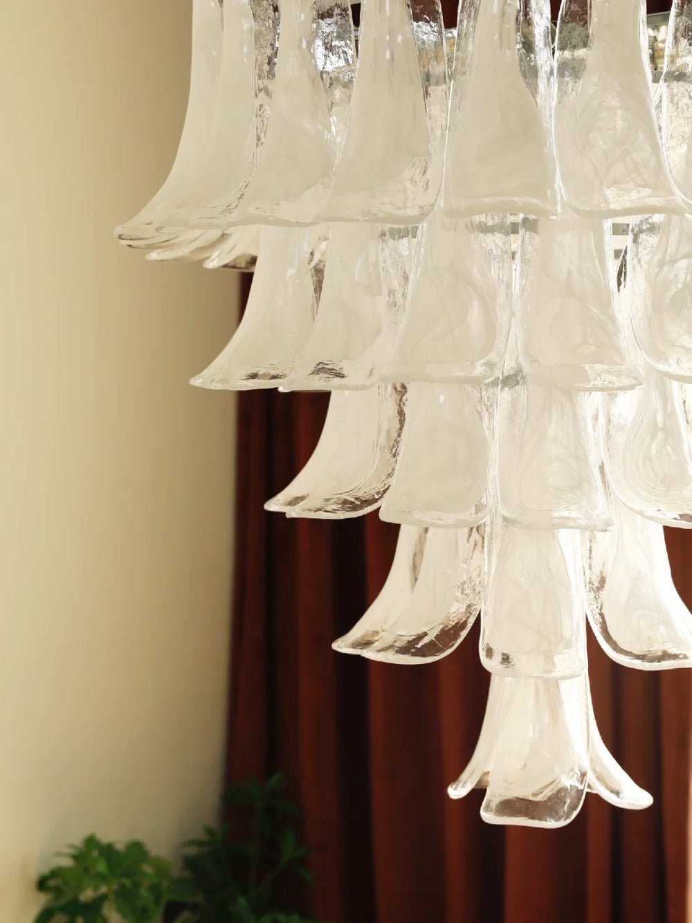 White Glass Petals Chandelier 25.6″D