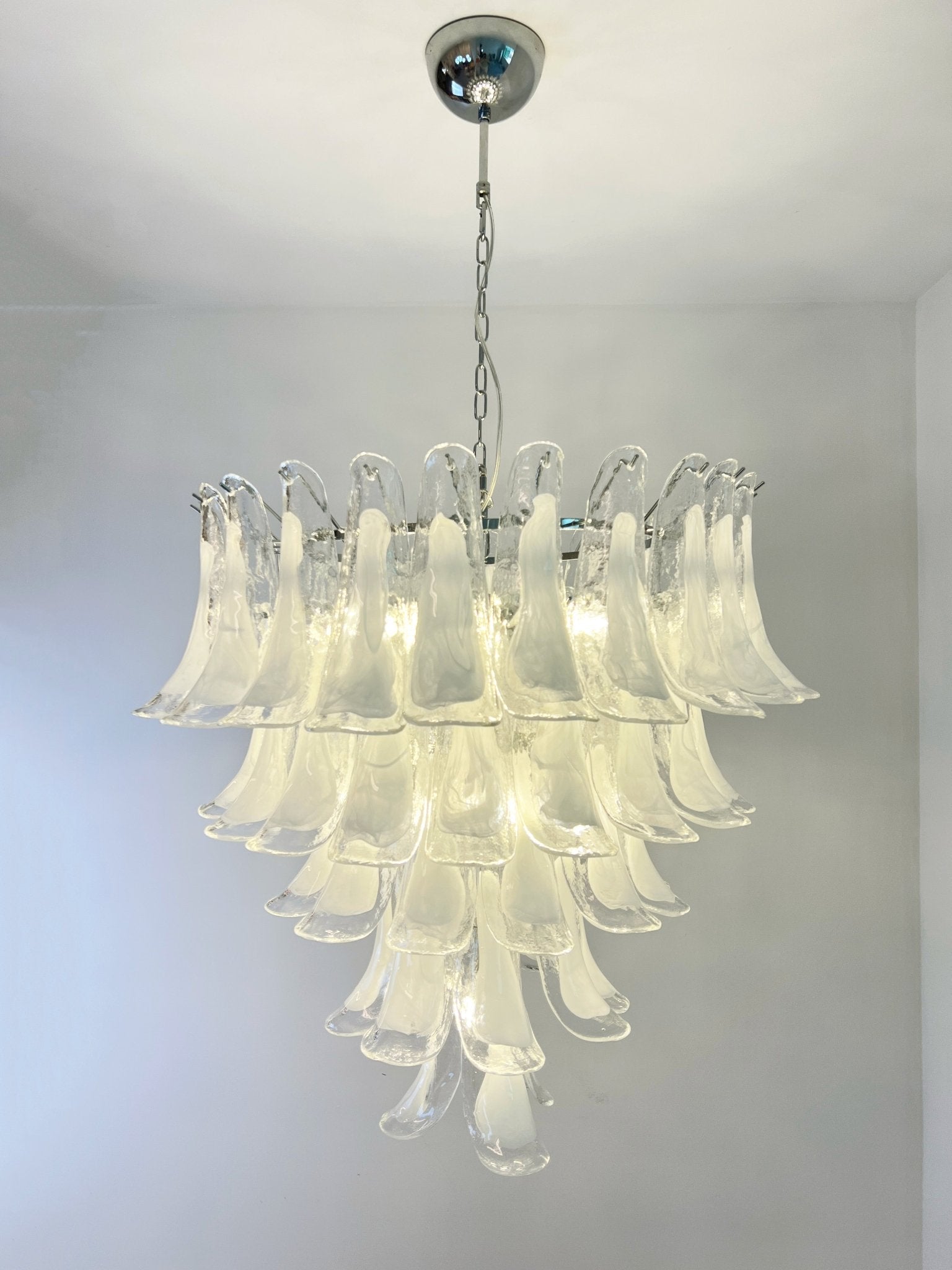 White Glass Petals Chandelier 25.6″D