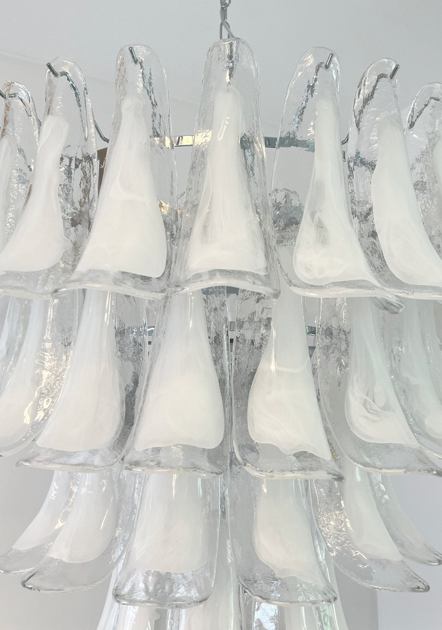White Glass Petals Chandelier 25.6″D