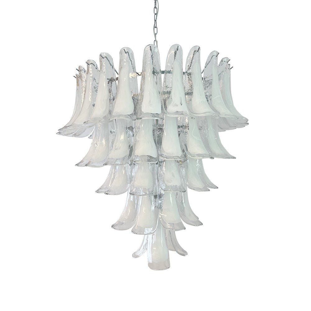 White Glass Petals Chandelier 25.6″D