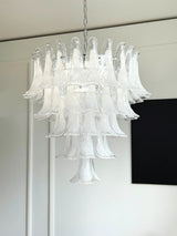 White Glass Petals Chandelier 25.6″D