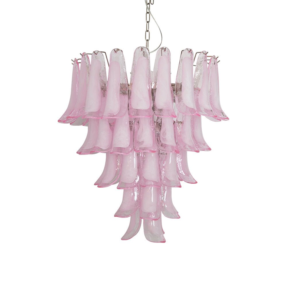 Pink Glass Petals Chandelier 26"