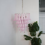 Pink Glass Petals Chandelier 26"