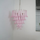 Pink Glass Petals Chandelier 26"