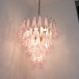 Pink Glass Petals Chandelier 26"