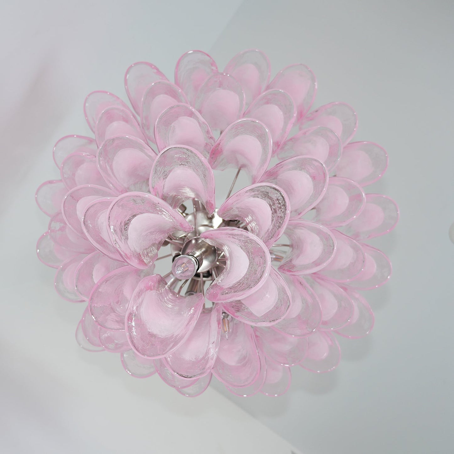 Pink Glass Petals Chandelier 26"