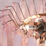 Pink Glass Petals Chandelier 26"