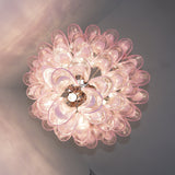 Pink Glass Petals Chandelier 26"