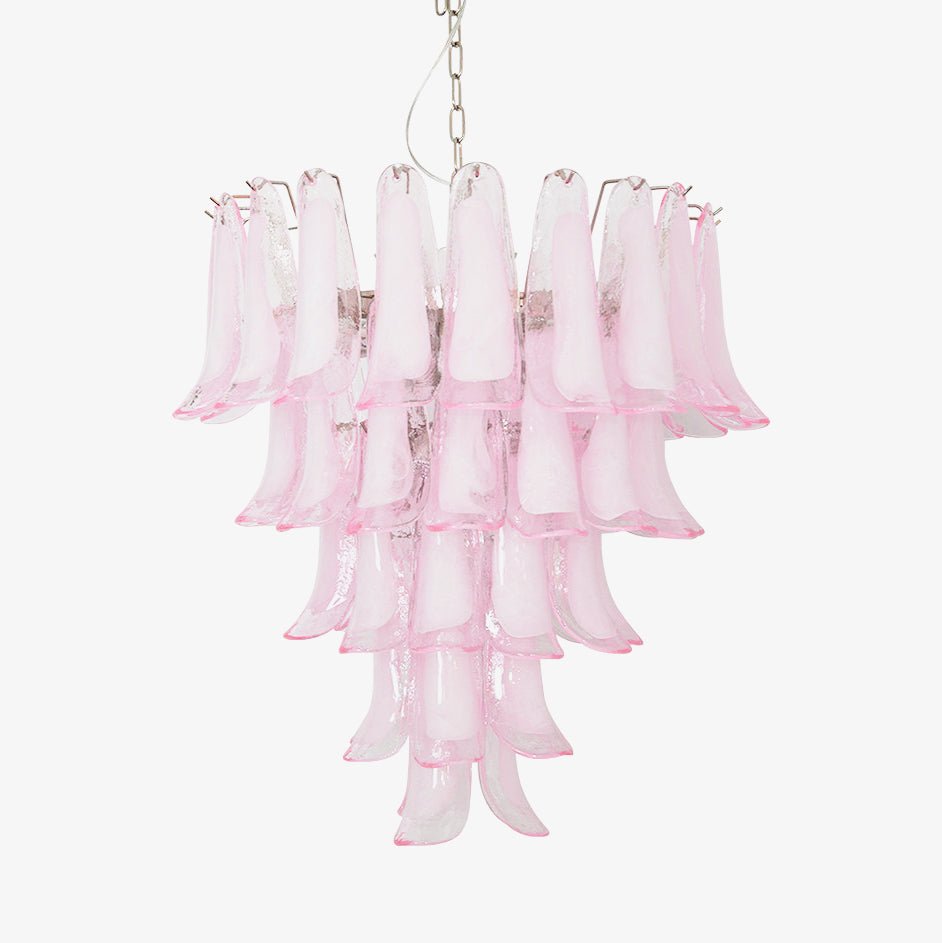 Pink Glass Petals Chandelier 26"